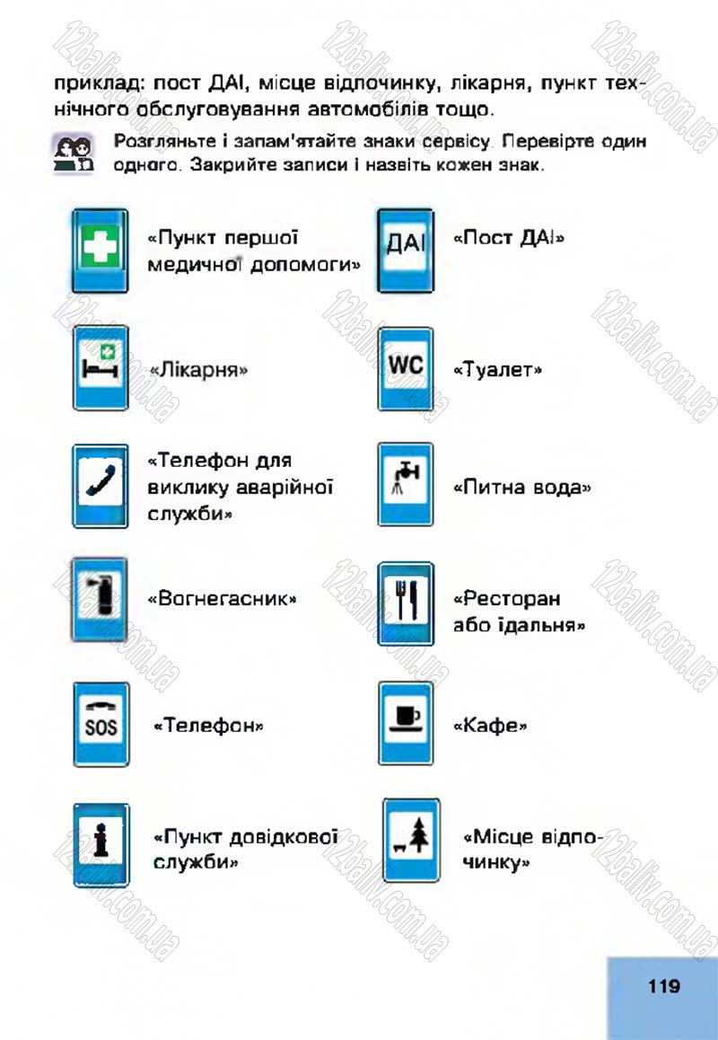 Сторінка 119 - Підручник Основи здоров'я 4 клас О.М. Кікінежді, Н.Б. Шост, І.М. Шульга 2015