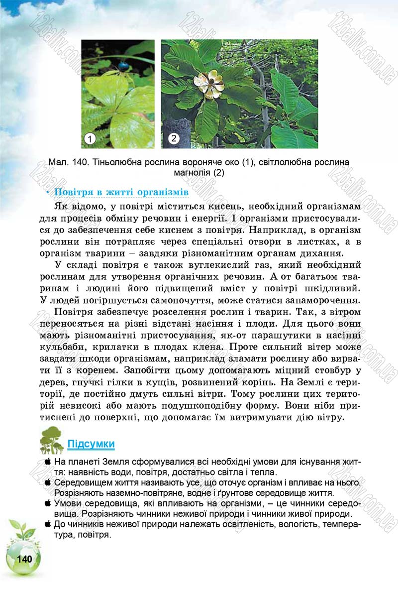 Сторінка 140 - Підручник Природознавство 5 клас Т. В. Коршевнюк, І. В. Баштовий 2018
