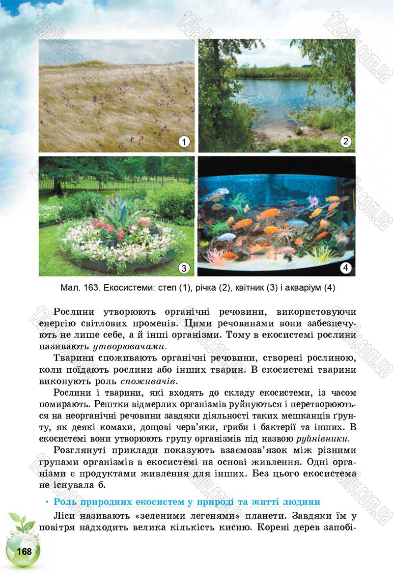 Сторінка 168 - Підручник Природознавство 5 клас Т. В. Коршевнюк, І. В. Баштовий 2018