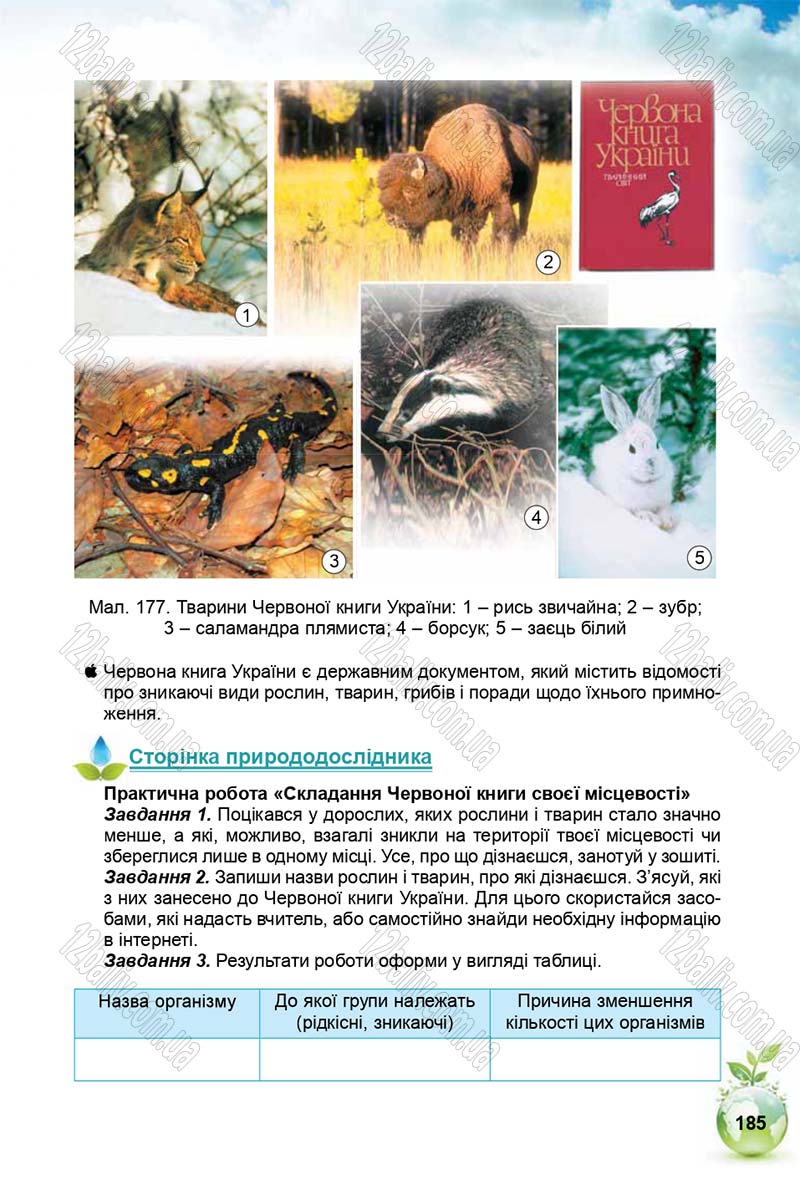 Сторінка 185 - Підручник Природознавство 5 клас Т. В. Коршевнюк, І. В. Баштовий 2018