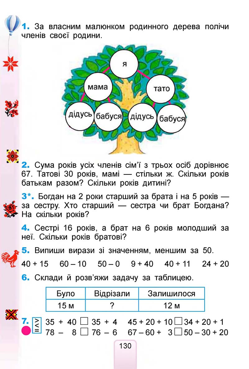 Сторінка 130 - Підручник Математика 1 клас Лишенко 2018