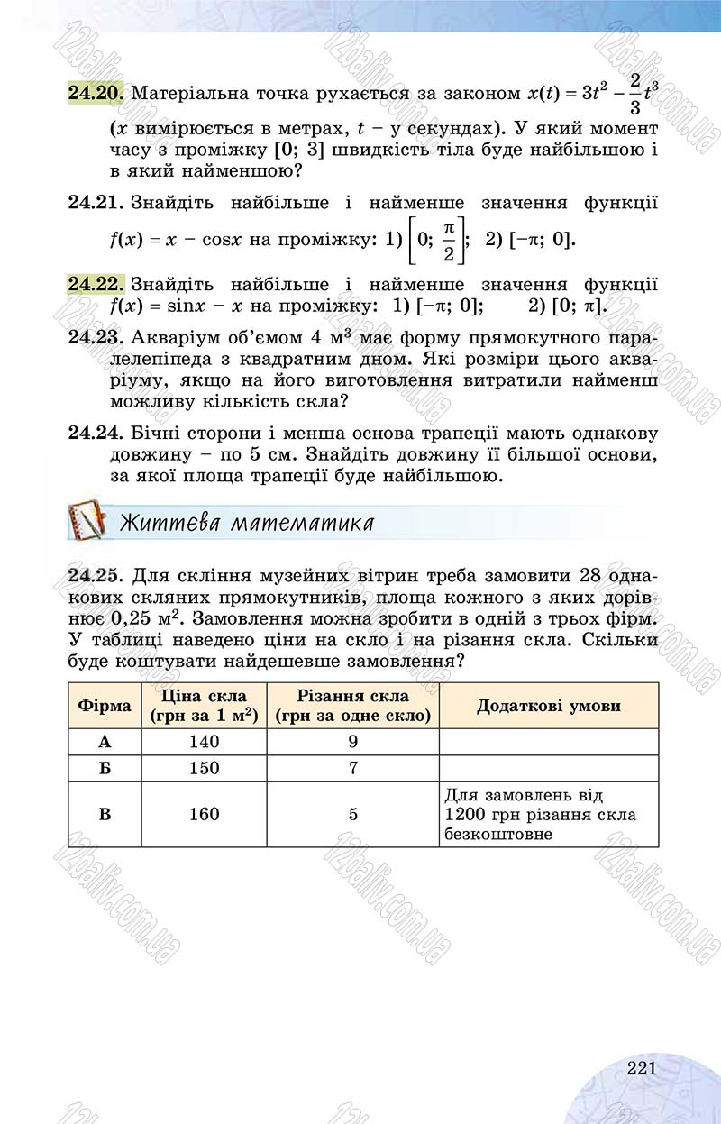 Сторінка 221 - Підручник Математика 10 клас О. С. Істер 2018