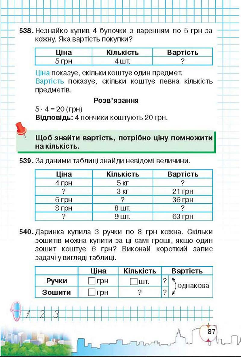 Сторінка 87 - Підручник Математика 3 клас Ф.М. Рівкінд, Л.В. Оляницька 2013