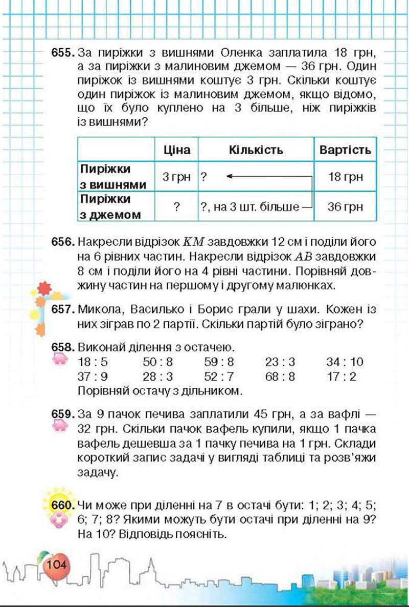 Сторінка 104 - Підручник Математика 3 клас Ф.М. Рівкінд, Л.В. Оляницька 2013