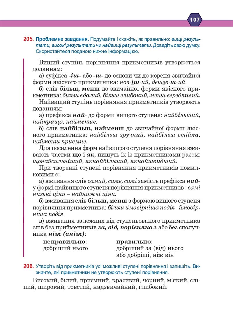 Сторінка 107 - Підручник Українська мова 10 клас Н. М. Тушніцка, М. Б. Пилип 2018