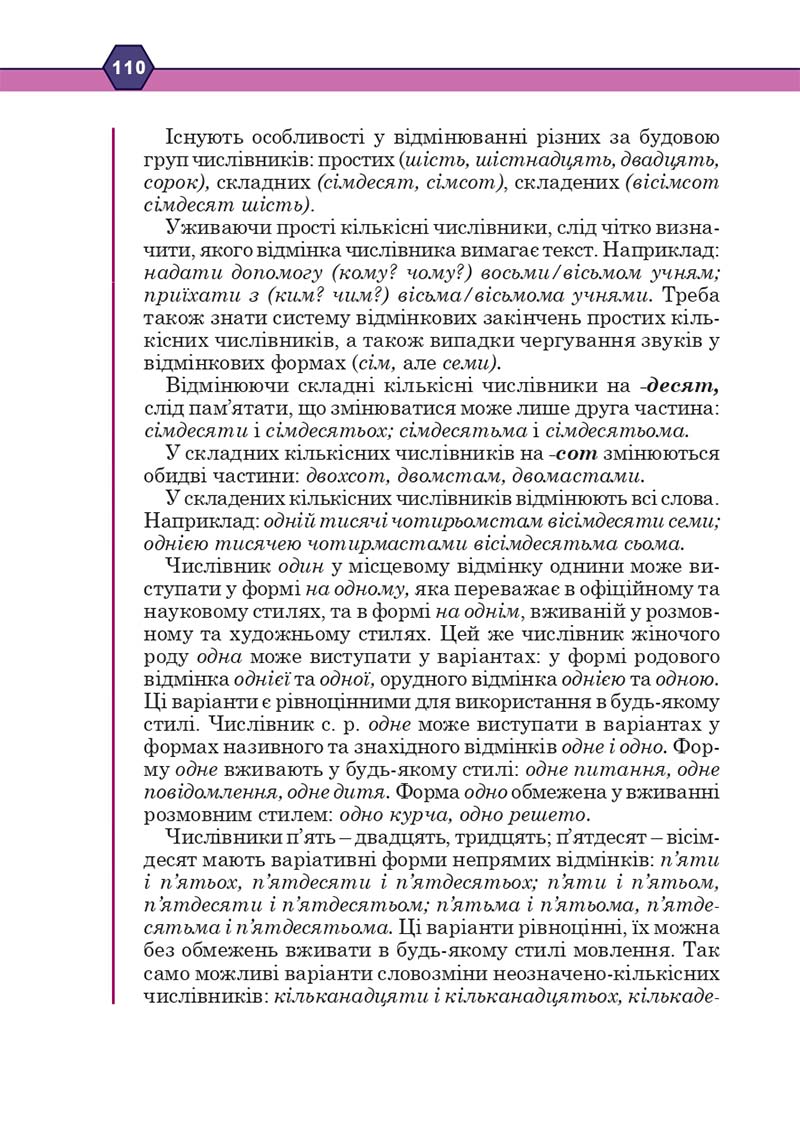 Сторінка 110 - Підручник Українська мова 10 клас Н. М. Тушніцка, М. Б. Пилип 2018