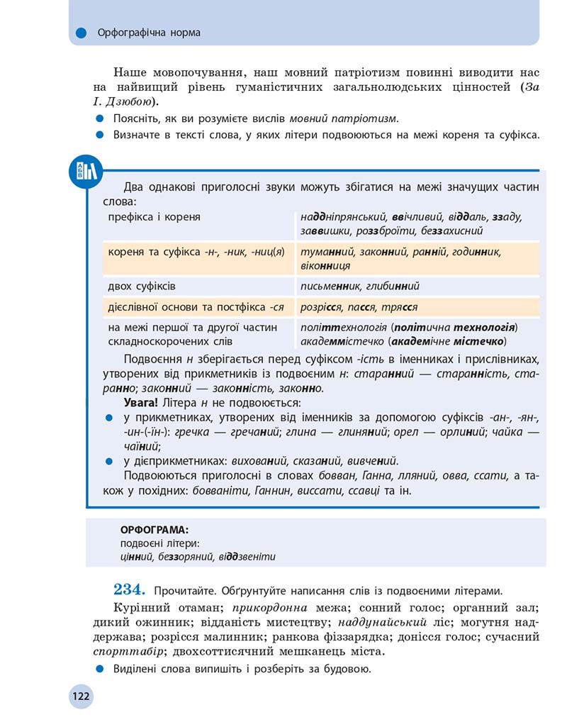 Сторінка 122 - Підручник Українська мова 10 клас Глазова О. П. 2018