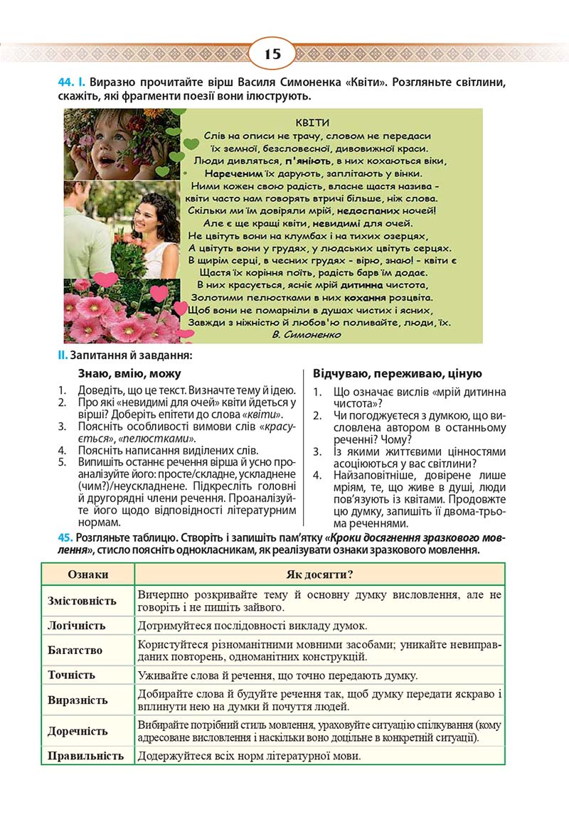 Сторінка 15 - Підручник Українська мова 10 клас Н. Б. Голуб, В. І. Новосьолова 2018