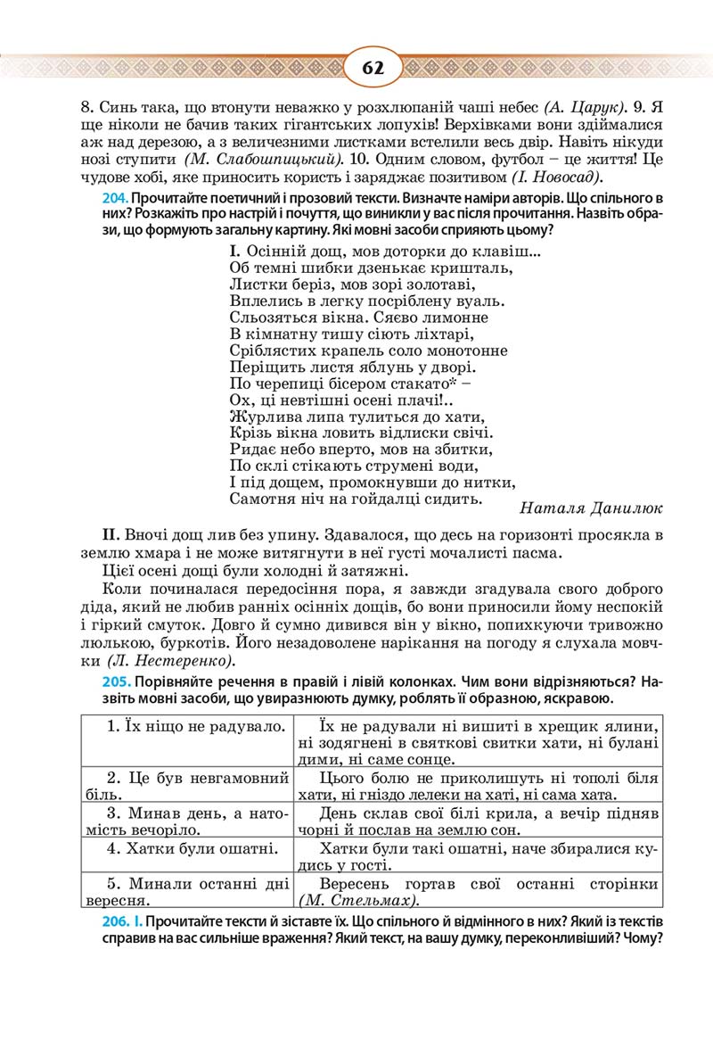 Сторінка 62 - Підручник Українська мова 10 клас Н. Б. Голуб, В. І. Новосьолова 2018