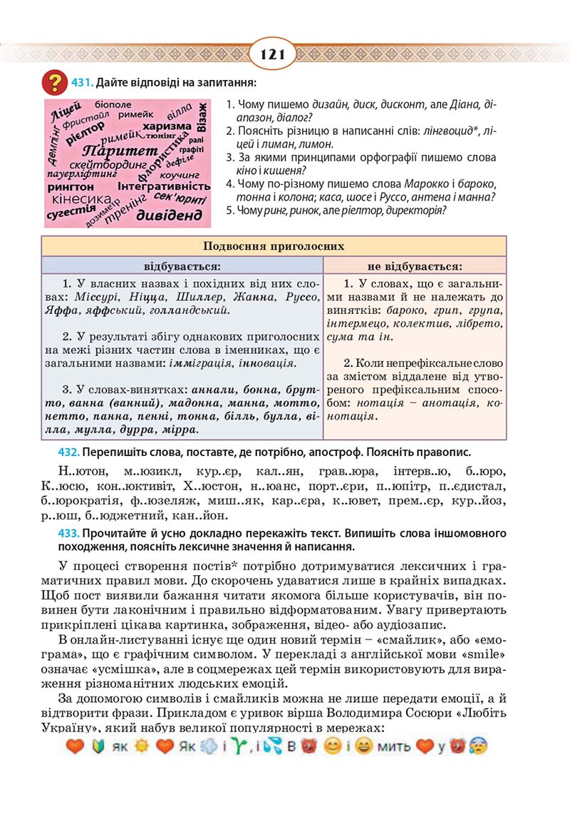 Сторінка 121 - Підручник Українська мова 10 клас Н. Б. Голуб, В. І. Новосьолова 2018