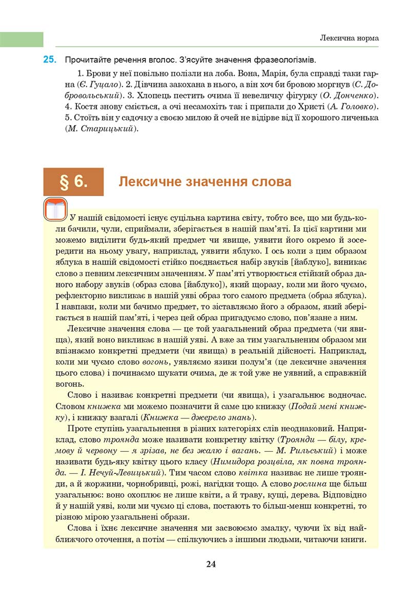 Сторінка 24 - Підручник Українська мова 10 клас І. П. Ющук 2018