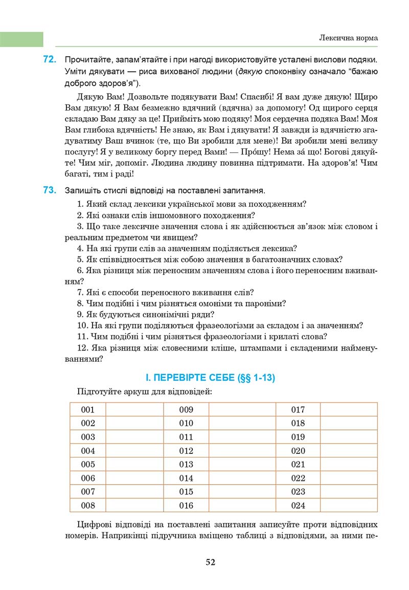 Сторінка 52 - Підручник Українська мова 10 клас І. П. Ющук 2018