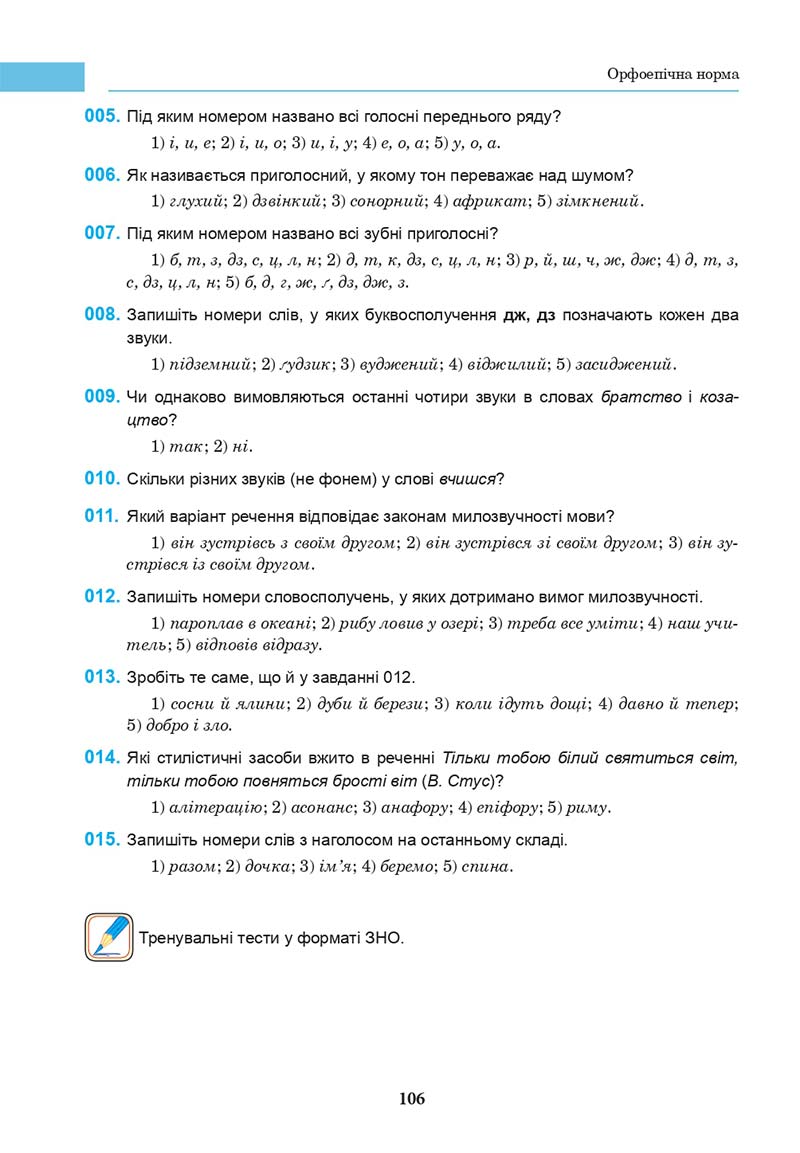 Сторінка 106 - Підручник Українська мова 10 клас І. П. Ющук 2018