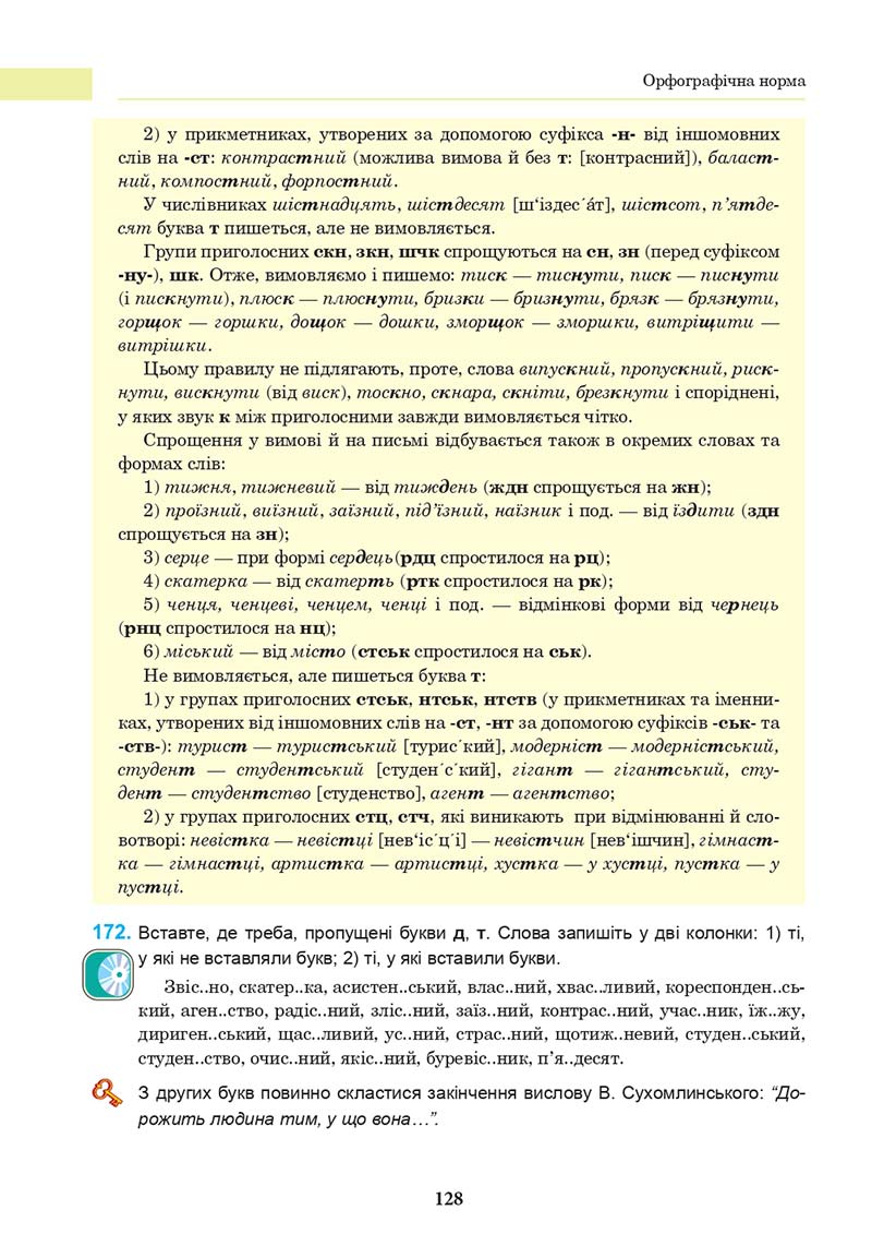 Сторінка 128 - Підручник Українська мова 10 клас І. П. Ющук 2018