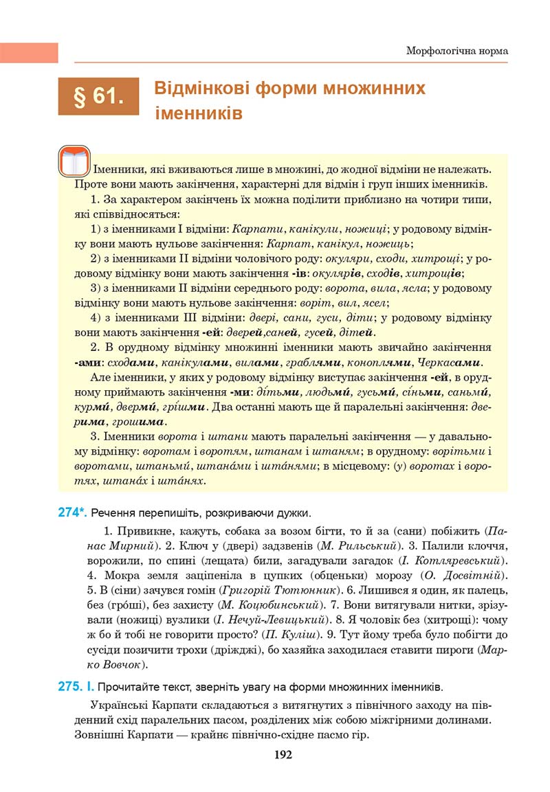 Сторінка 192 - Підручник Українська мова 10 клас І. П. Ющук 2018