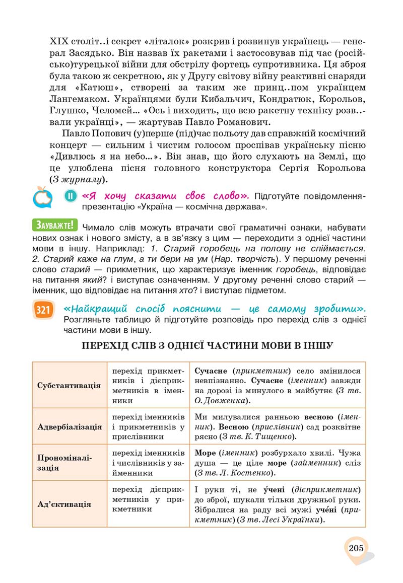 Сторінка 205 - Підручник Українська мова 10 клас А. А. Ворон, В. А. Солопенко 2018