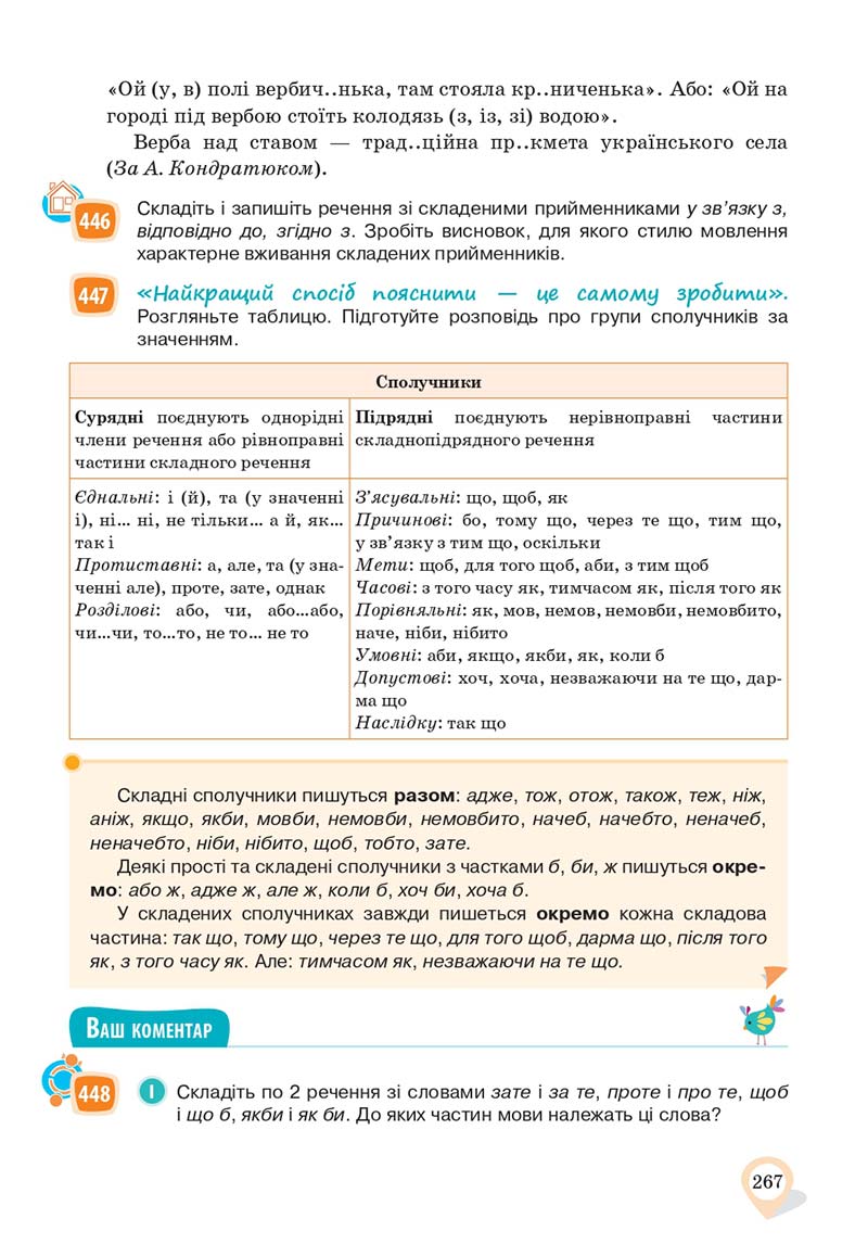 Сторінка 267 - Підручник Українська мова 10 клас А. А. Ворон, В. А. Солопенко 2018