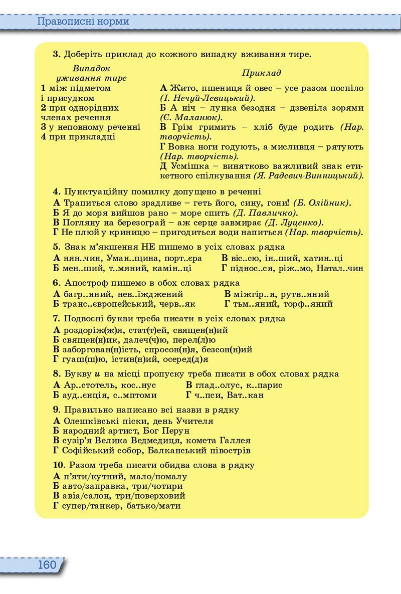 Сторінка 160 - Підручник Українська мова 10 клас О. В. Заболотний, В. В. Заболотний 2018  - Російська мова навчання