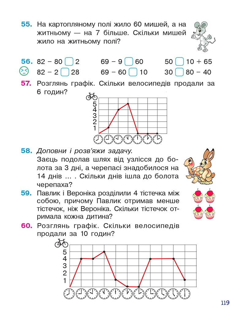 Сторінка 119 - Підручник Математика 1 клас Н. О. Будна 2018