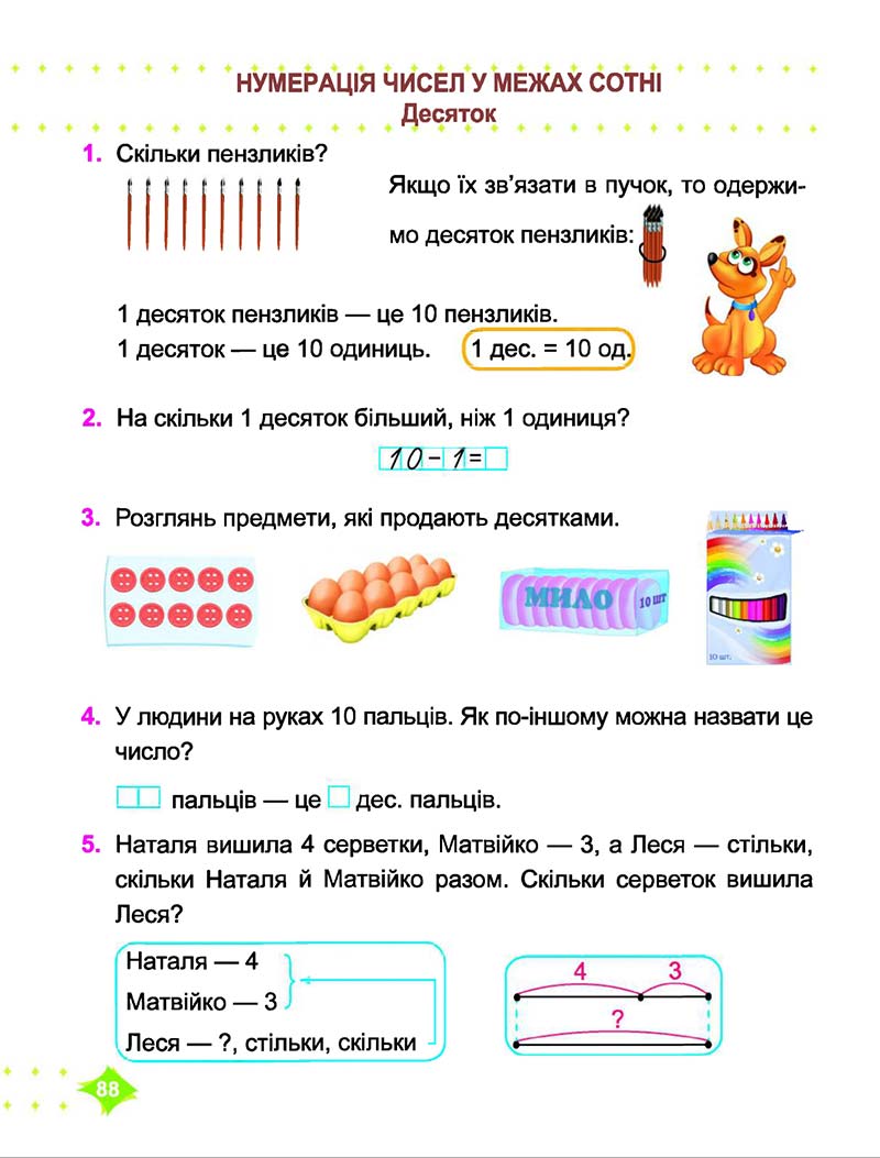 Сторінка 88 - Підручник Математика 1 клас Корчевська 2018