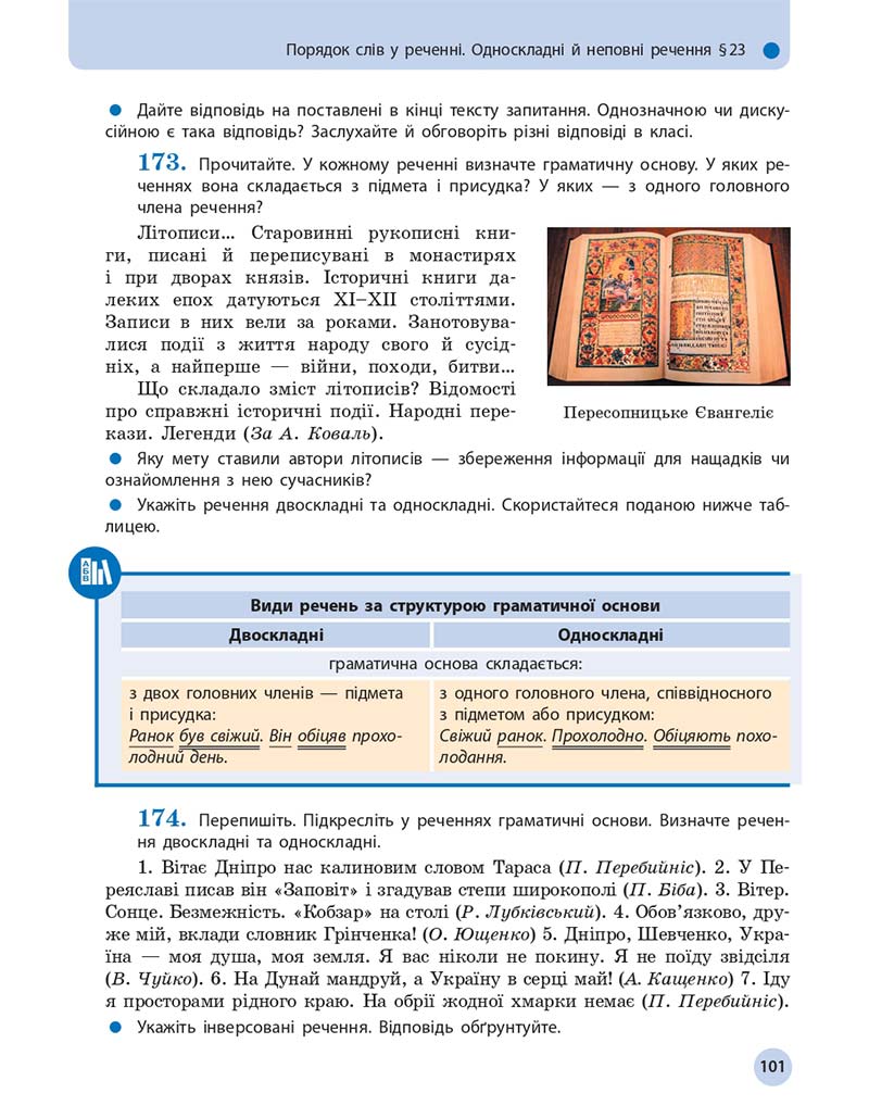 Сторінка 101 - Підручник Українська мова 11 клас О. П. Глазова 2019