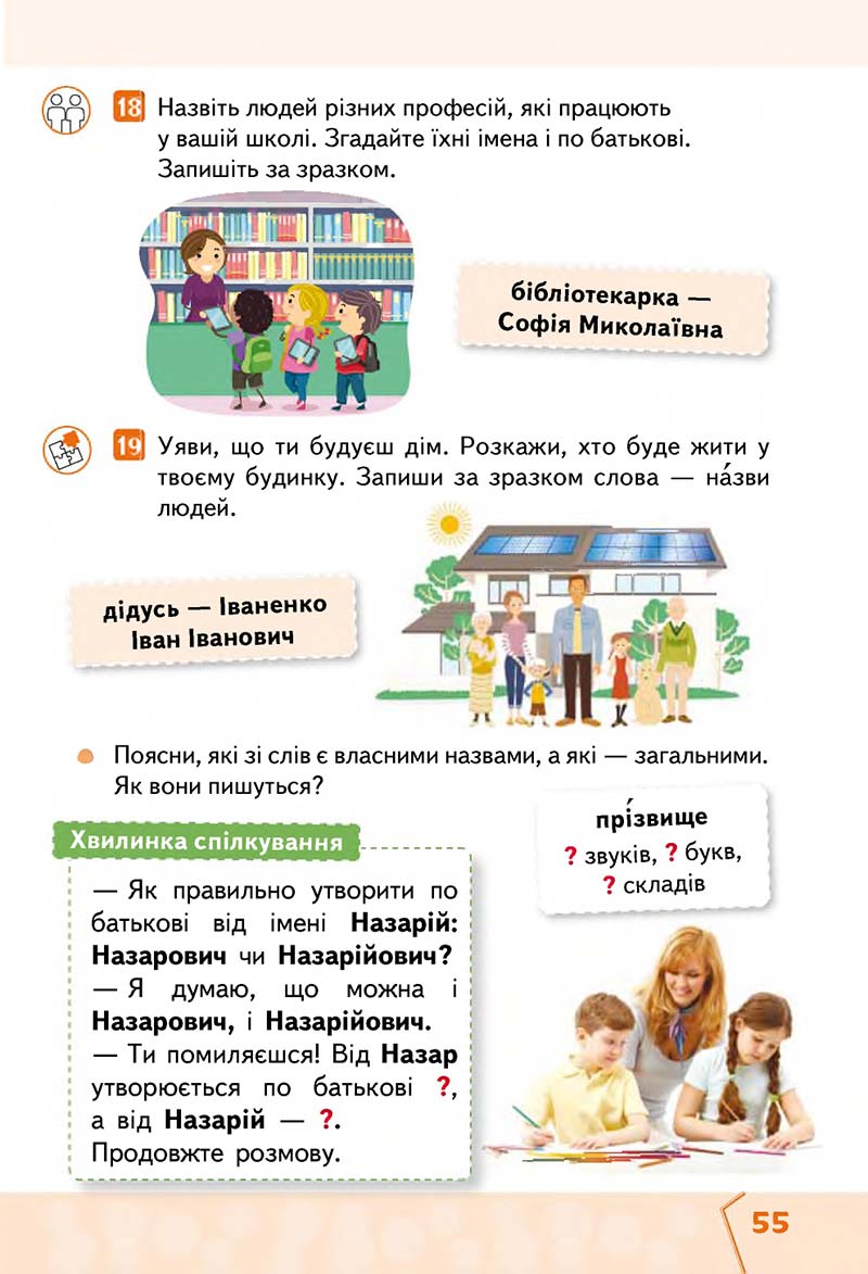 Сторінка 55 - Підручник Українська мова та читання 2 клас М. С. Вашуленко, С. Г. Дубовик 2019 - 1 частина