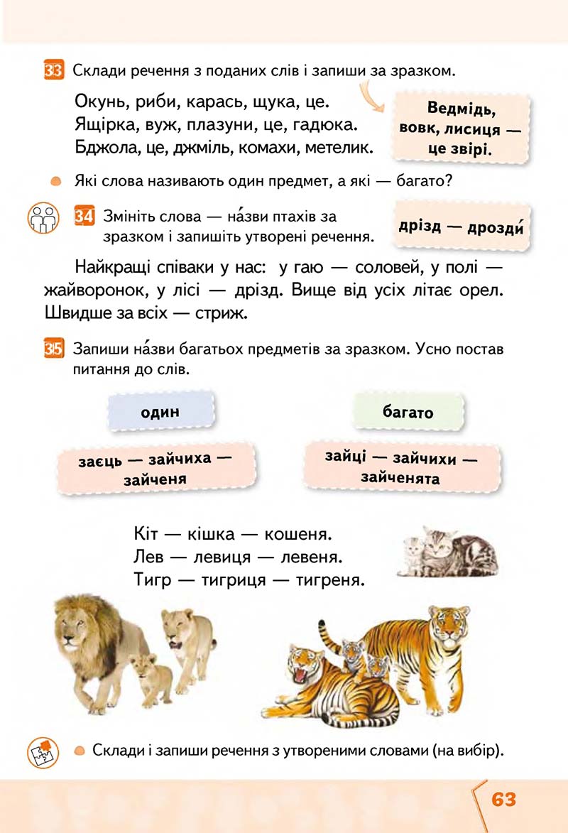 Сторінка 63 - Підручник Українська мова та читання 2 клас М. С. Вашуленко, С. Г. Дубовик 2019 - 1 частина