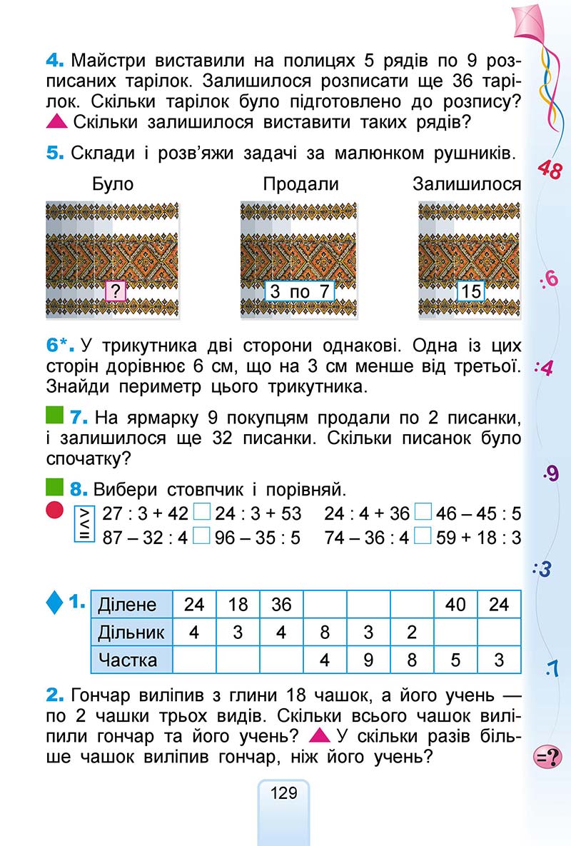 Сторінка 129 - Підручник Математика 2 клас Г. П. Лишенко 2019