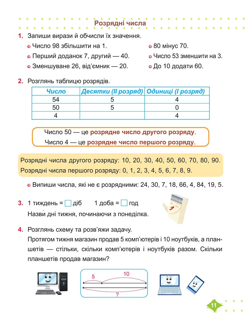 Сторінка 11 - Підручник Математика 2 клас М. В. Козак, О. П. Корчевська 2019