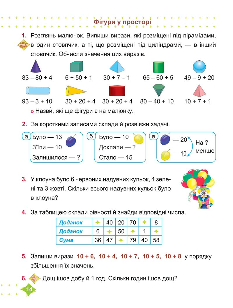 Сторінка 14 - Підручник Математика 2 клас М. В. Козак, О. П. Корчевська 2019