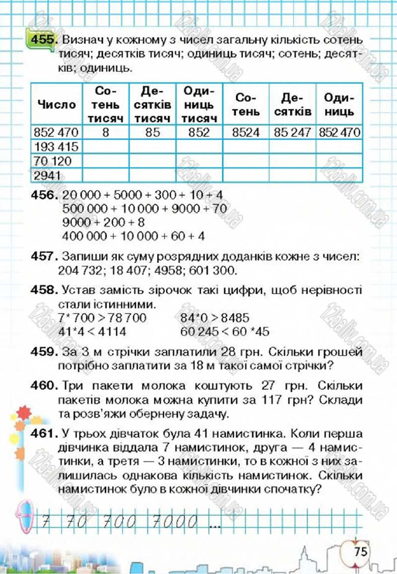 Сторінка 75 - Підручник Математика 4 клас Л.В. Оляницька 2015