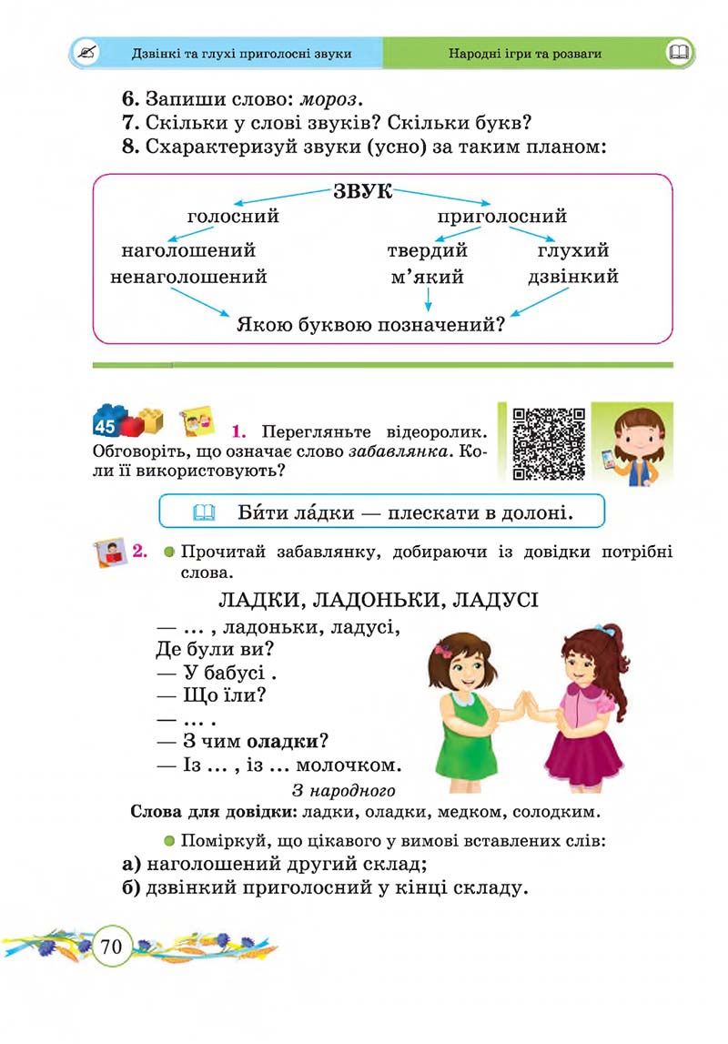 Сторінка 70 - Підручник Українська мова та читання 2 клас Г. М. Сапун, О. Д. Придаток 2019 - 1 частина