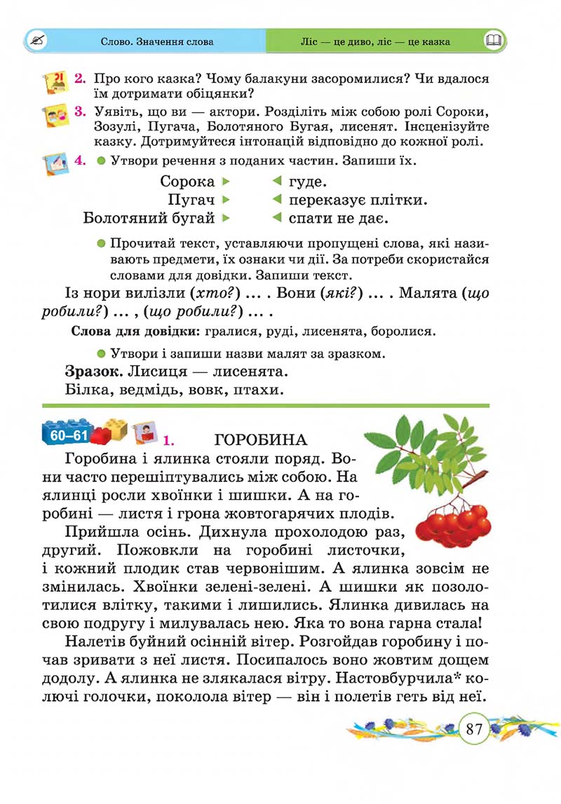 Сторінка 87 - Підручник Українська мова та читання 2 клас Г. М. Сапун, О. Д. Придаток 2019 - 1 частина