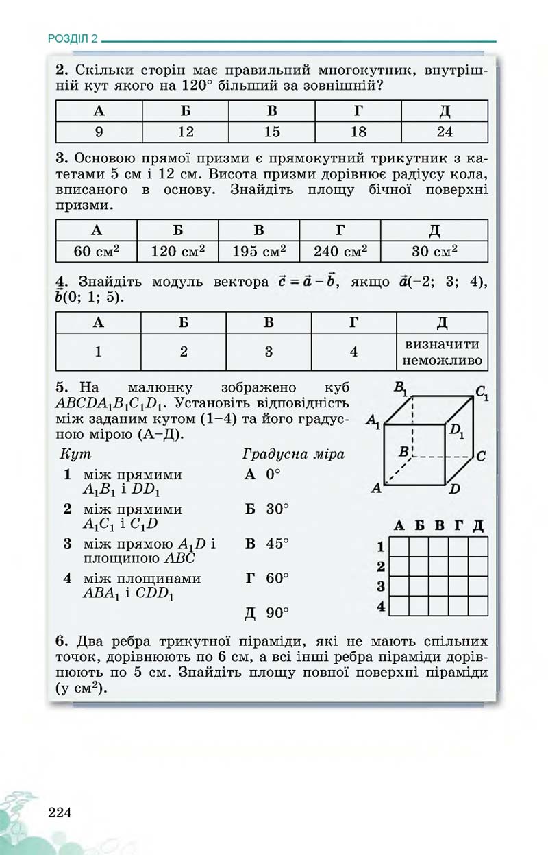 Сторінка 224 - Підручник Математика 11 клас О. С. Істер 2019