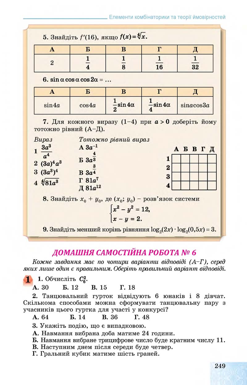 Сторінка 249 - Підручник Алгебра 11 клас О. С. Істер, О. В. Єргіна 2019 - Профільний рівень