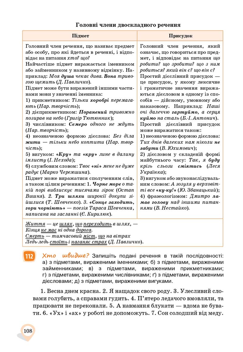 Сторінка 108 - Підручник Українська мова 11 клас А. А. Ворон, В. А. Солопенко 2019