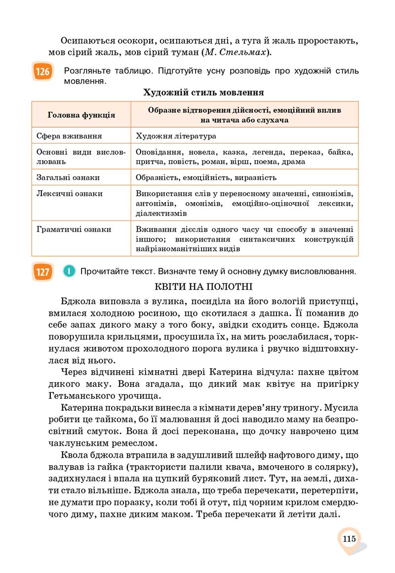 Сторінка 115 - Підручник Українська мова 11 клас А. А. Ворон, В. А. Солопенко 2019