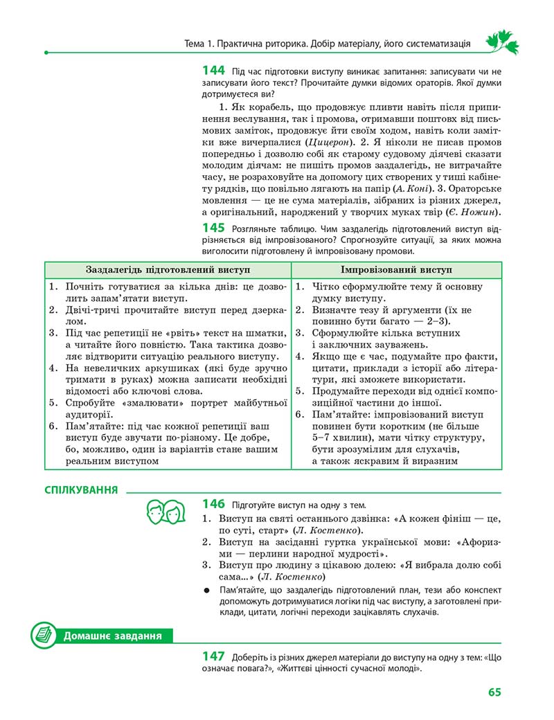 Сторінка 65 - Підручник Українська мова 11 клас С. О. Караман, О. М. Горошкіна, О. В. Караман, Л. О. Попова 2019