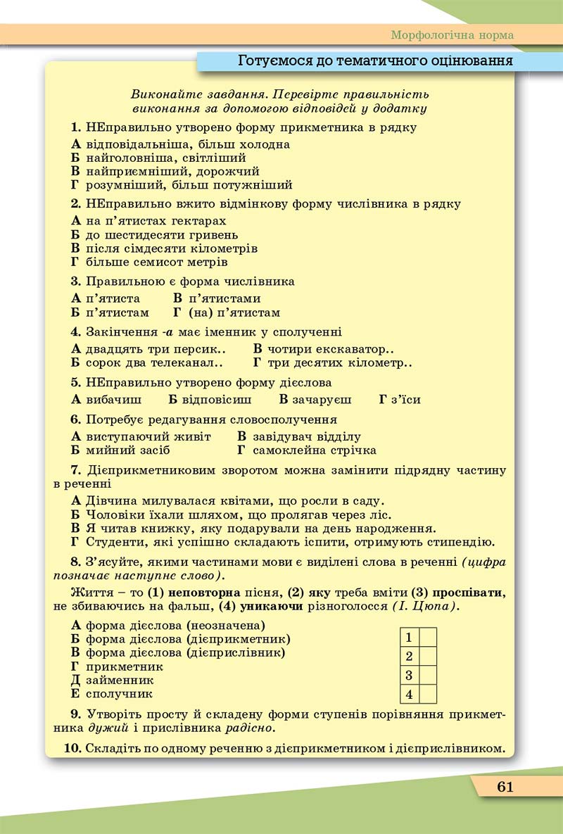 Сторінка 61 - Підручник Українська мова 11 клас О. В. Заболотний, В. В. Заболотний 2019