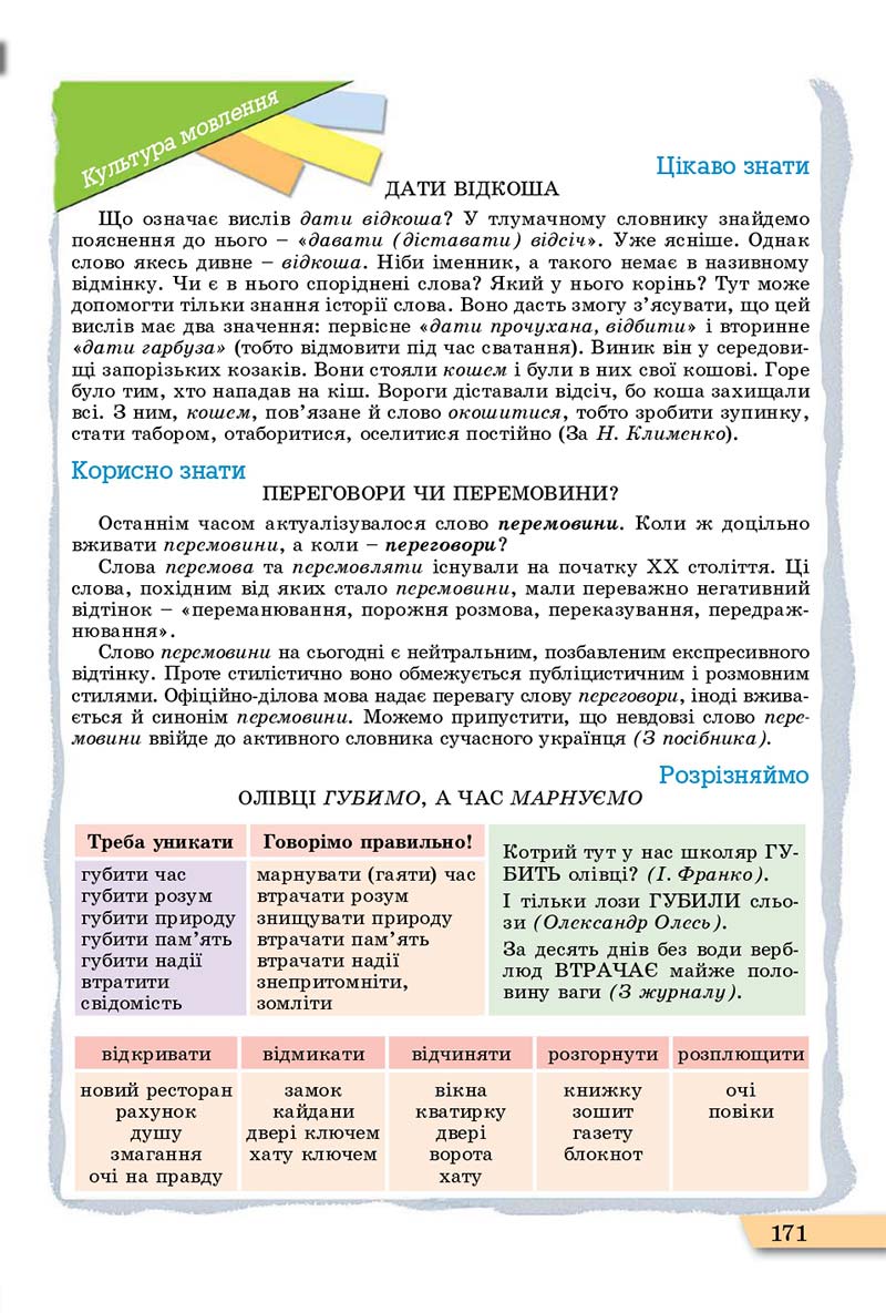 Сторінка 171 - Підручник Українська мова 11 клас О. В. Заболотний, В. В. Заболотний 2019