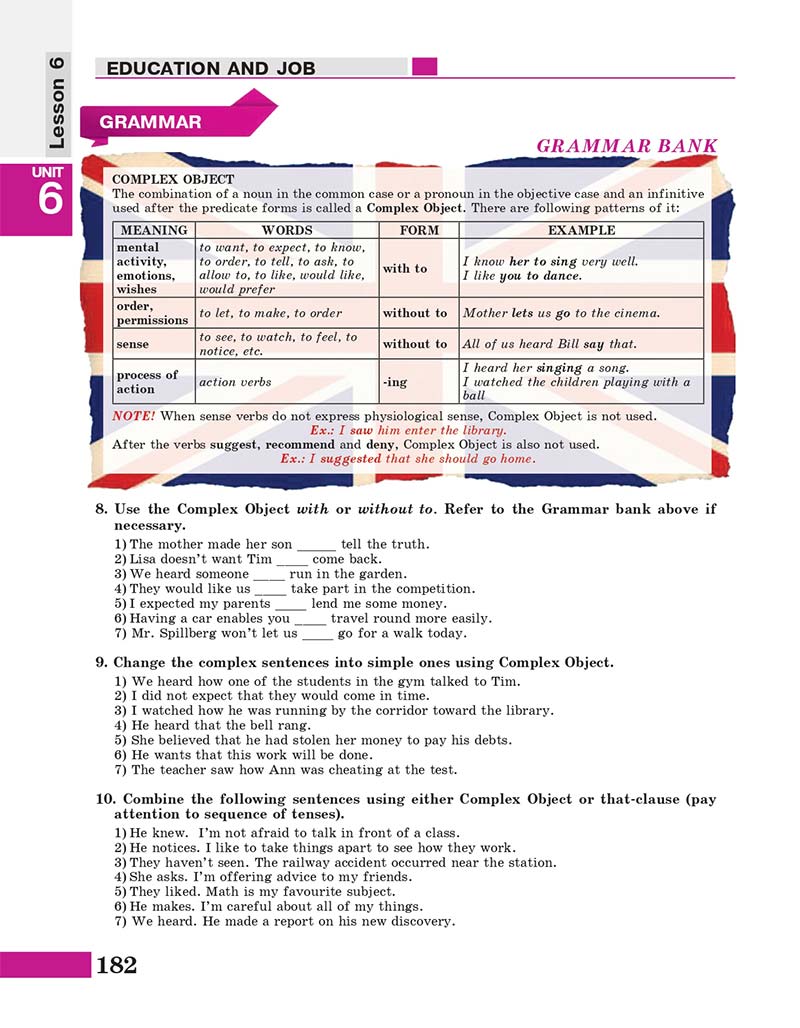 Сторінка 182 - Підручник Англійська мова 10 клас М. А. Нерсисян, А. О. Піроженко 2018