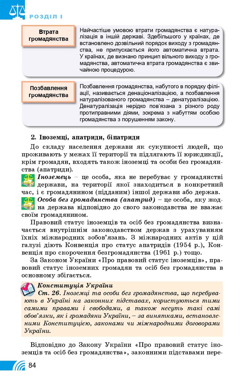 Сторінка 84 - Підручник Правознавство 10 клас Т. М. Філіпенко, В. Л. Сутковий 2018 - Профільний рівень