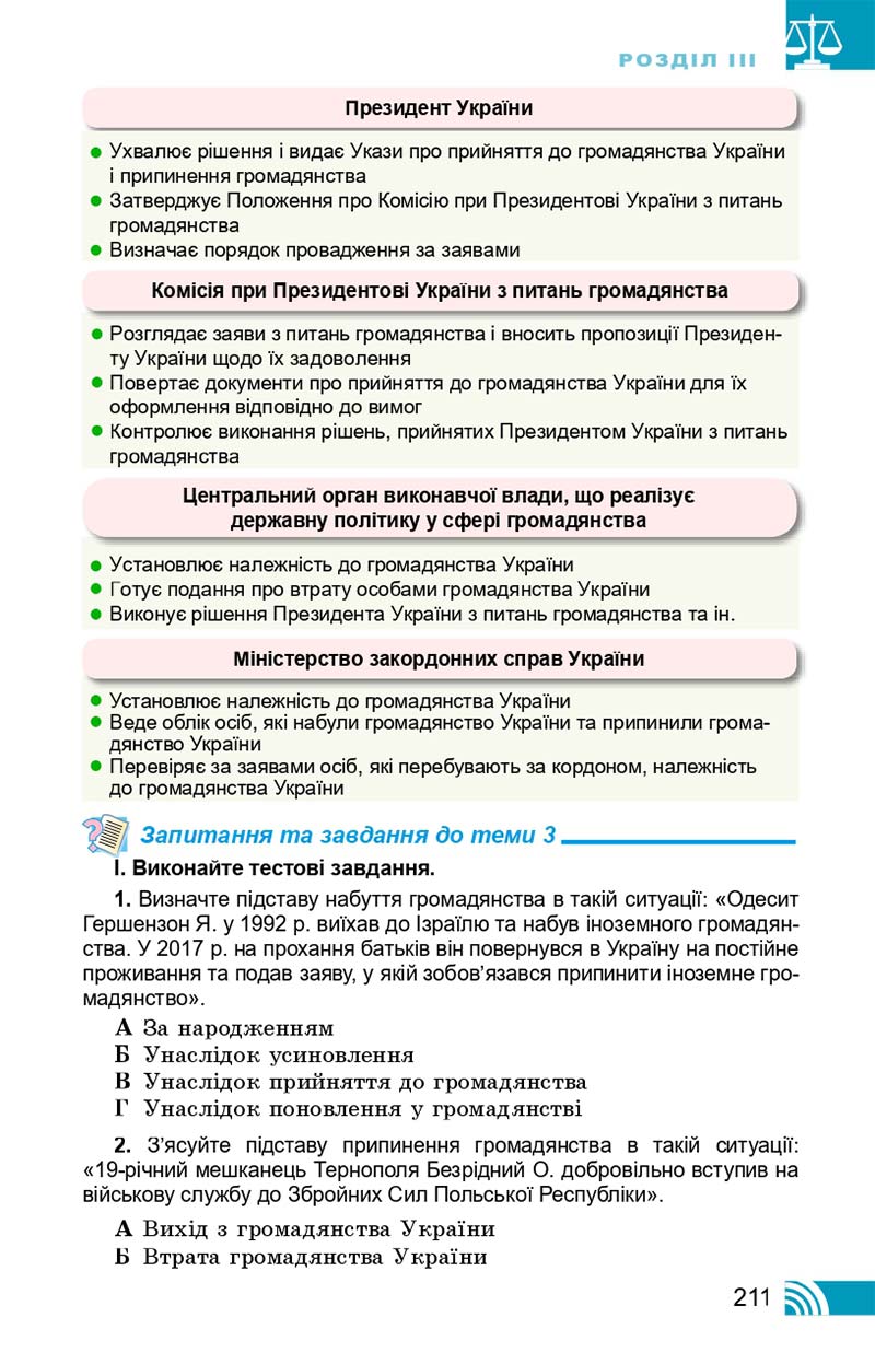 Сторінка 211 - Підручник Правознавство 10 клас Т. М. Філіпенко, В. Л. Сутковий 2018 - Профільний рівень