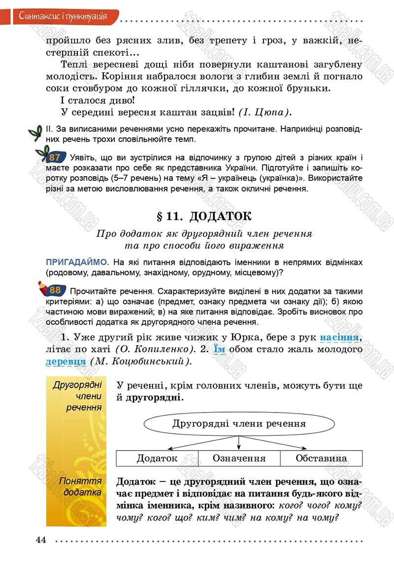 Сторінка 44 - Підручник Українська мова 5 клас О.В. Заболотний 2013