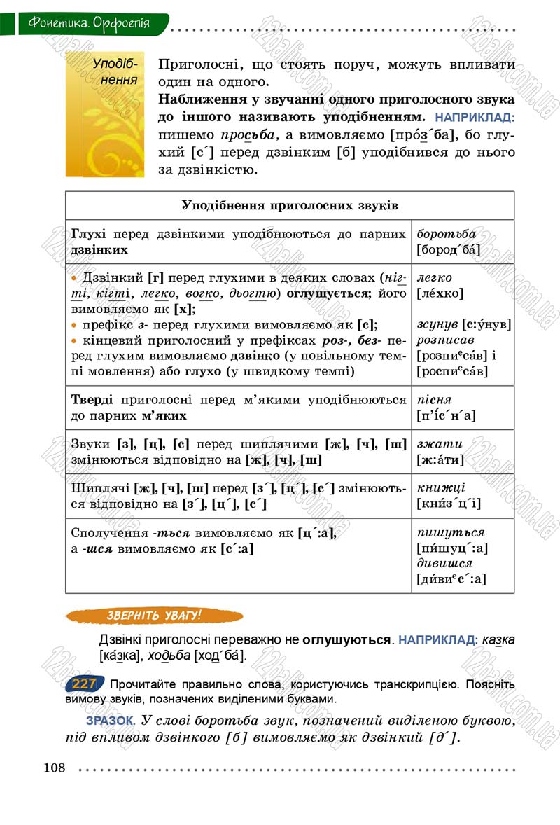 Сторінка 108 - Підручник Українська мова 5 клас О.В. Заболотний 2013