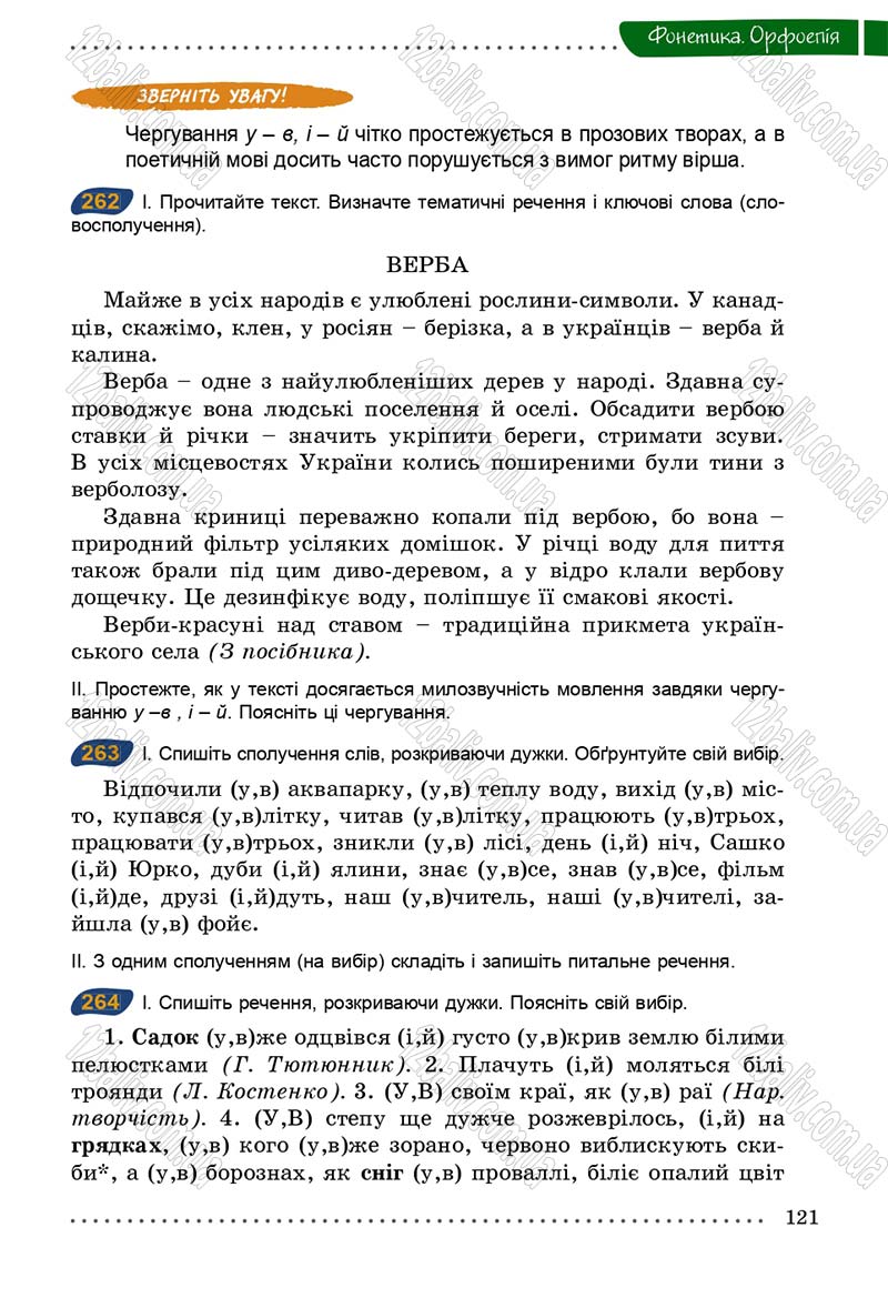 Сторінка 121 - Підручник Українська мова 5 клас О.В. Заболотний 2013