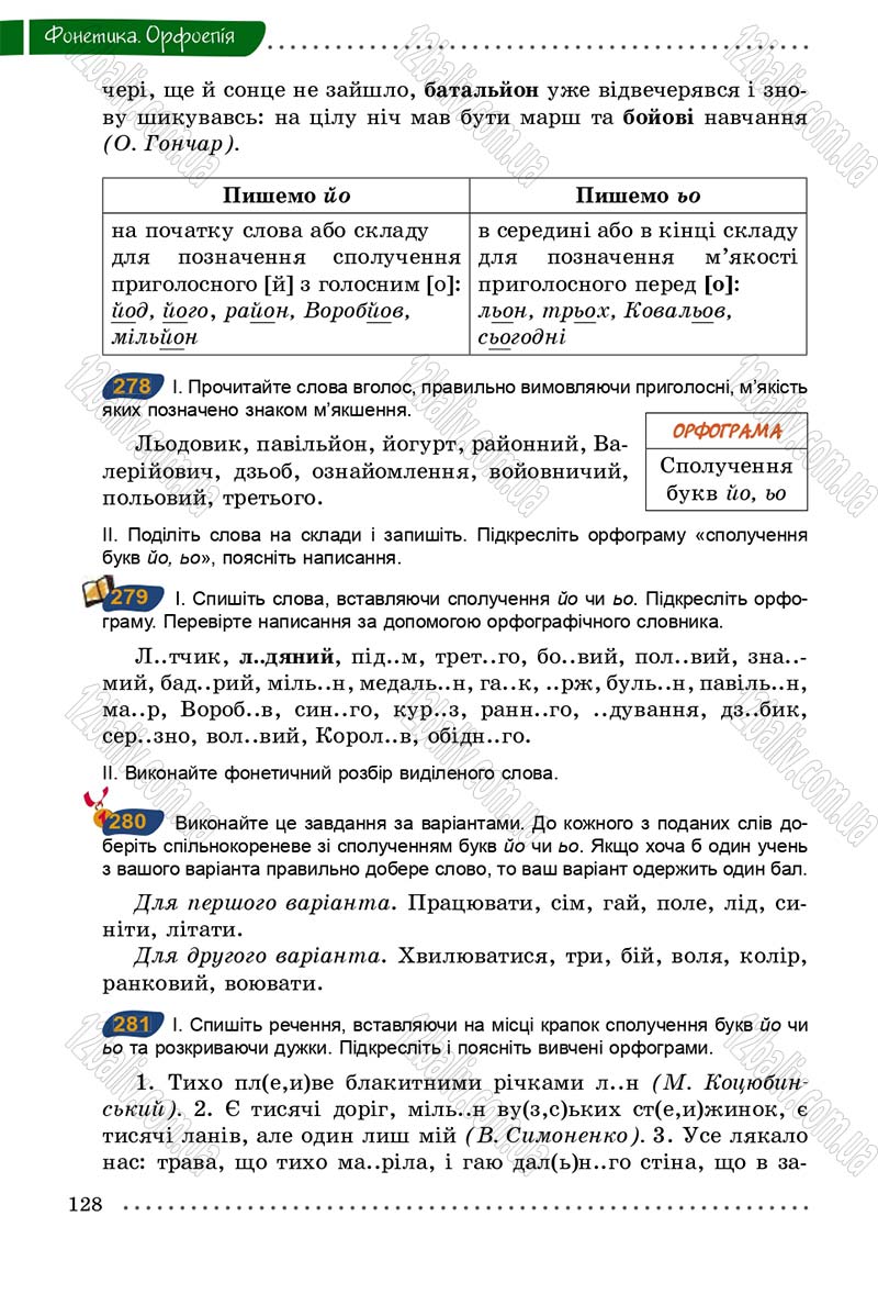 Сторінка 128 - Підручник Українська мова 5 клас О.В. Заболотний 2013