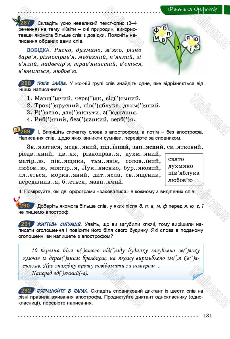 Сторінка 131 - Підручник Українська мова 5 клас О.В. Заболотний 2013