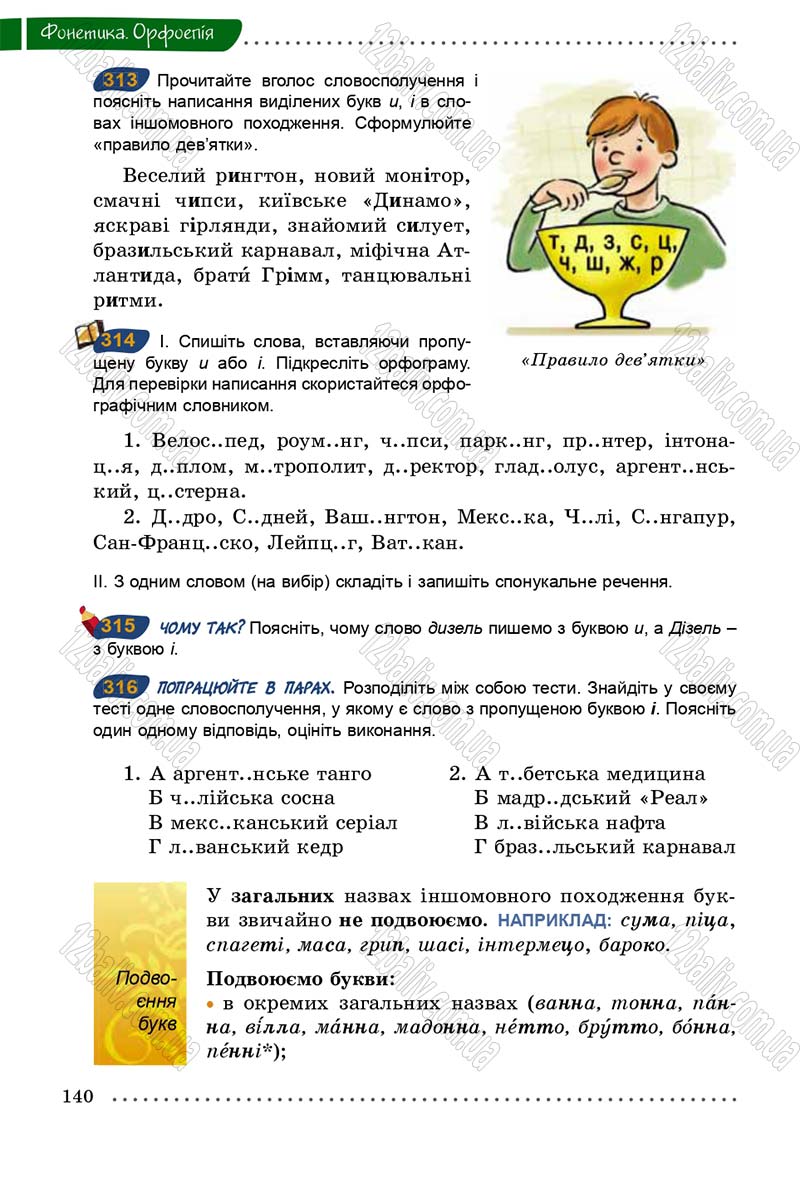Сторінка 140 - Підручник Українська мова 5 клас О.В. Заболотний 2013
