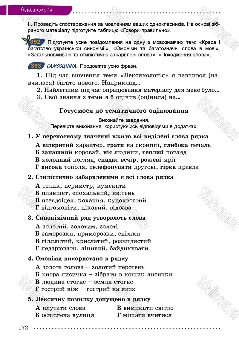 Сторінка 172 - Підручник Українська мова 5 клас О.В. Заболотний 2013